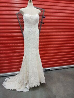 Off-White Lace & Rouching Gown with train